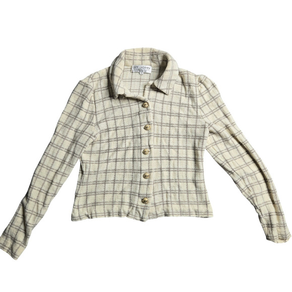 St. John Collection by Marie Gray Tweed Plaid Knit Jacket Size: 6 - Picture 2 of 8